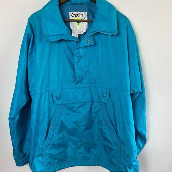 Blue Vintage Kaelin Tech 100% Nylon Pullover Jacket Windbreaker Size Medium - Picture 4 of 14